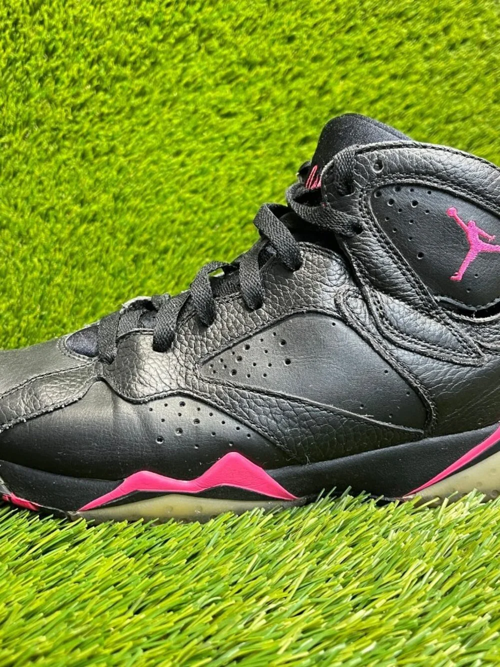 Nike Air Jordan 7 Retro‎ GG Girls Size 7.5Y Black Pink Basketball Shoes Sneakers